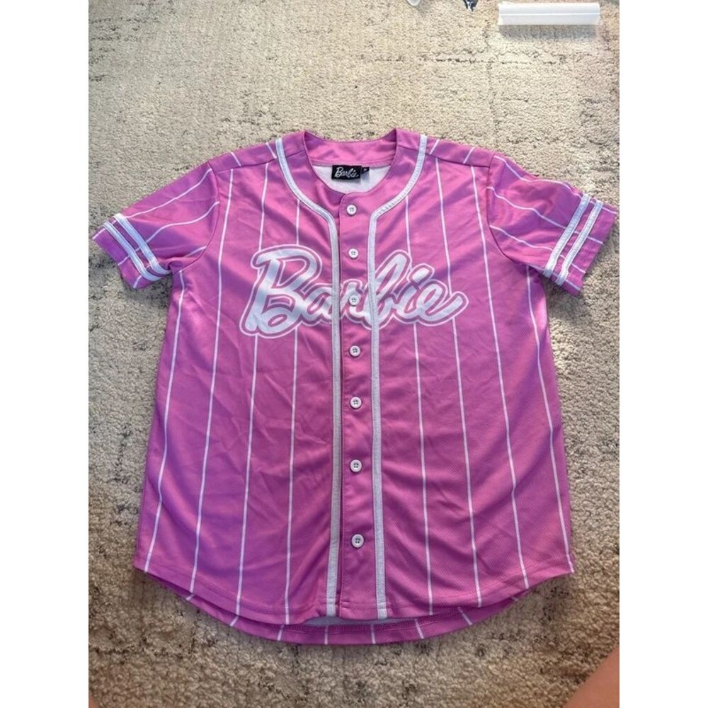Barbie baseball jersey costume - pink pinstripe